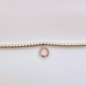 Tiffany & Co Sterling Silver Mini Bead Sugar Stacks Dot Bracelet Rose Quartz